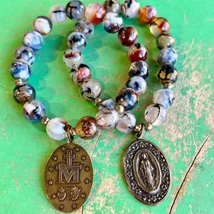 Miraculous Medal Bronze Earth Tone Bracelet