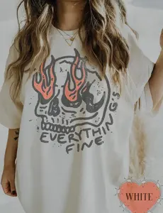 Everything Is Fine Shirt Skull Tee Boho Vintage Tee Trendy Graphic Tee Skull Rebel Rock n Roll Grunge Edgy Outfit Boho Hippie TRY