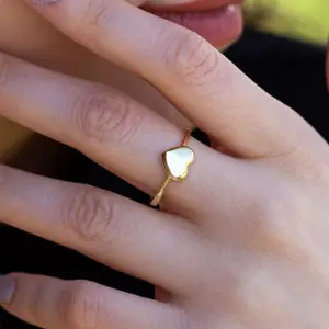 Gold Tone Heart Ring – Minimalist Adjustable Dainty Ring for Women
