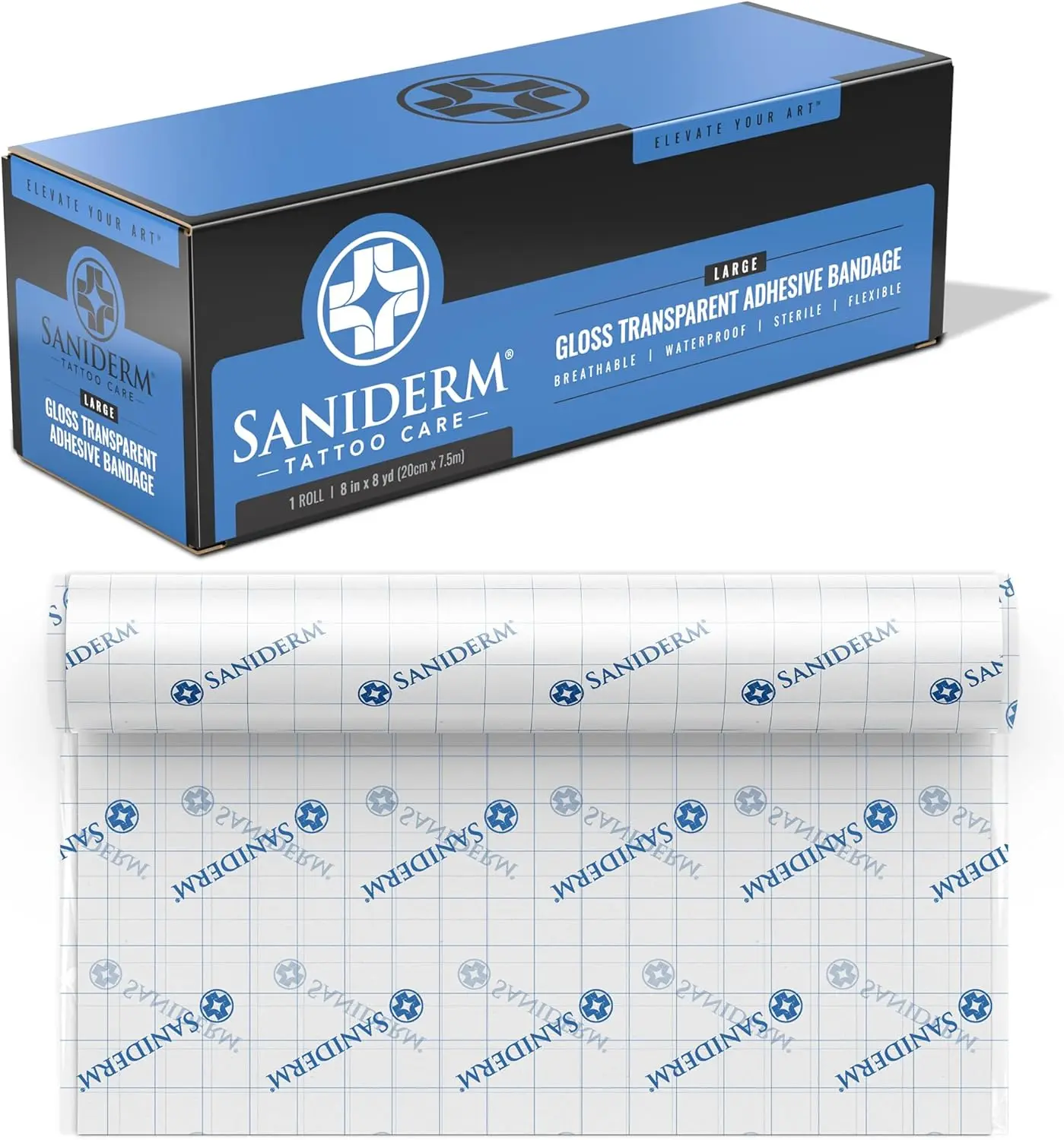 Saniderm Transparent Original Tattoo Bandage Roll - Large 8 in x 8 yd (1 Roll)
