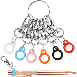 6pcs pen clips with ID badge retractable reels, durable silicone and zinc alloy pen clips (pen not included), multicolor stationery supplies, suitable for home, school, and office, Retractable Badge Holder