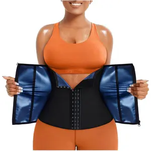 Women’s Waist Trainer for Running with Zipper + Sweat Belt 3-Row Buckle for Fitness Shapewear Womenswear Workout Waistband