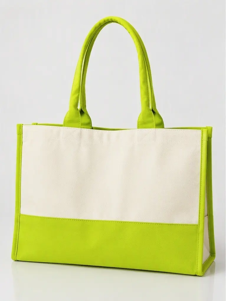 Canvas Bag Tote Trader Jo Grocery Shopper Bag Sack Market Satchel Reusable - Bright Green
