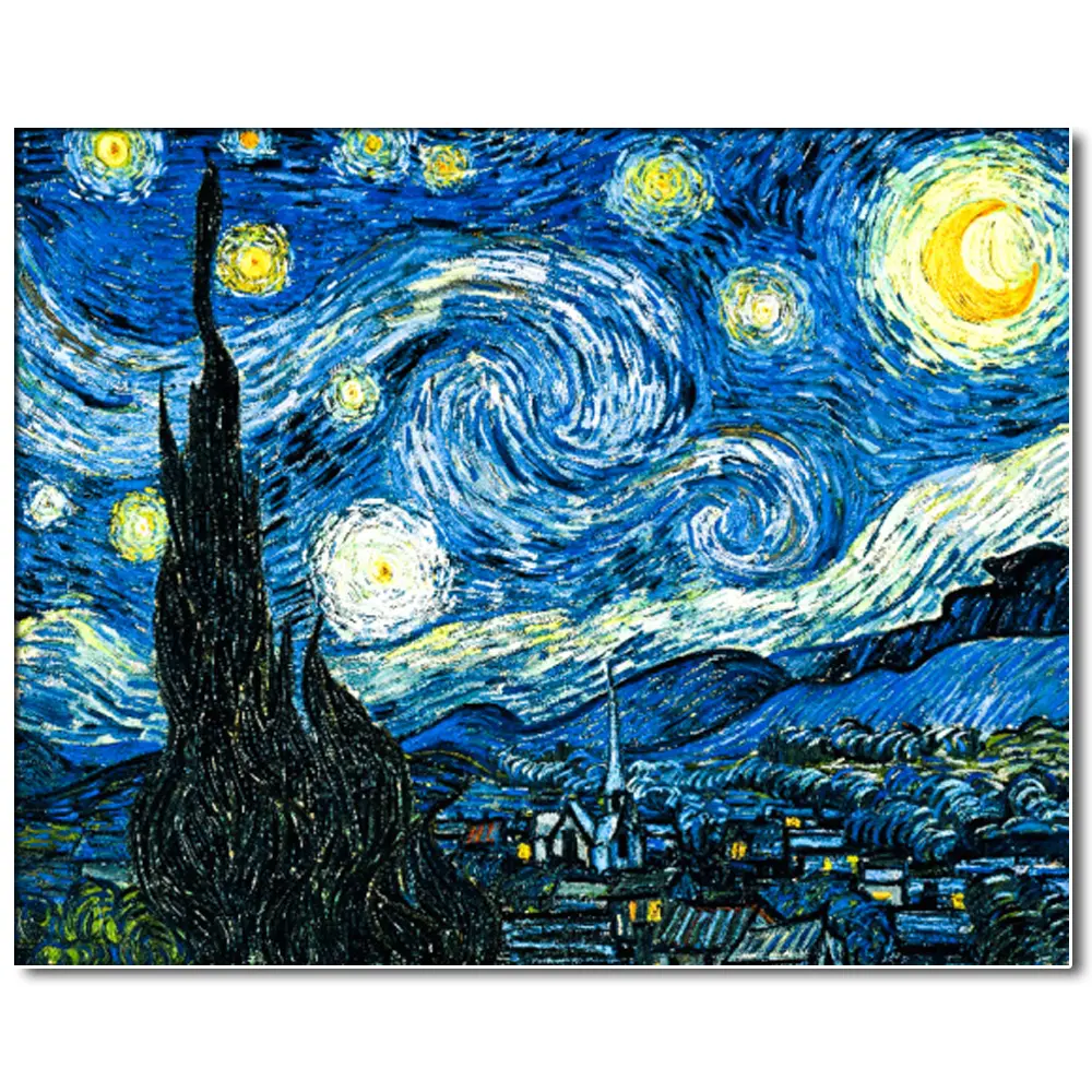 Van Gogh Starry Night Plastic Waterproof Diamond Art Kit, Manual DIY Needlework Mosaic Set for Adults & Friends, 30x40cm/11.81x15.75inch Canvas, No Battery Needed Bedroom Home Decor, Family Craft Time & DIY Stress Relief Handmade Gift