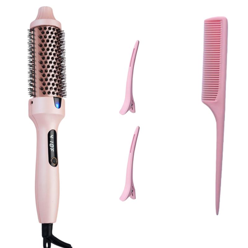 1.5inch Blowout Brush, Ionic Anti-Frizz Hair Curling Thermal Brush Curlingiron Hot Comb perfect for a quick style Fluffy Not damaging hair quality Rechargeable Heated Curler