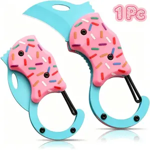 Women's Mini Folding Knife, Cute Donut Design, 1.38 Inch Sharp Blade, Edc Tool for Daily Carry, Perfect Gift for Her, Portable Knives