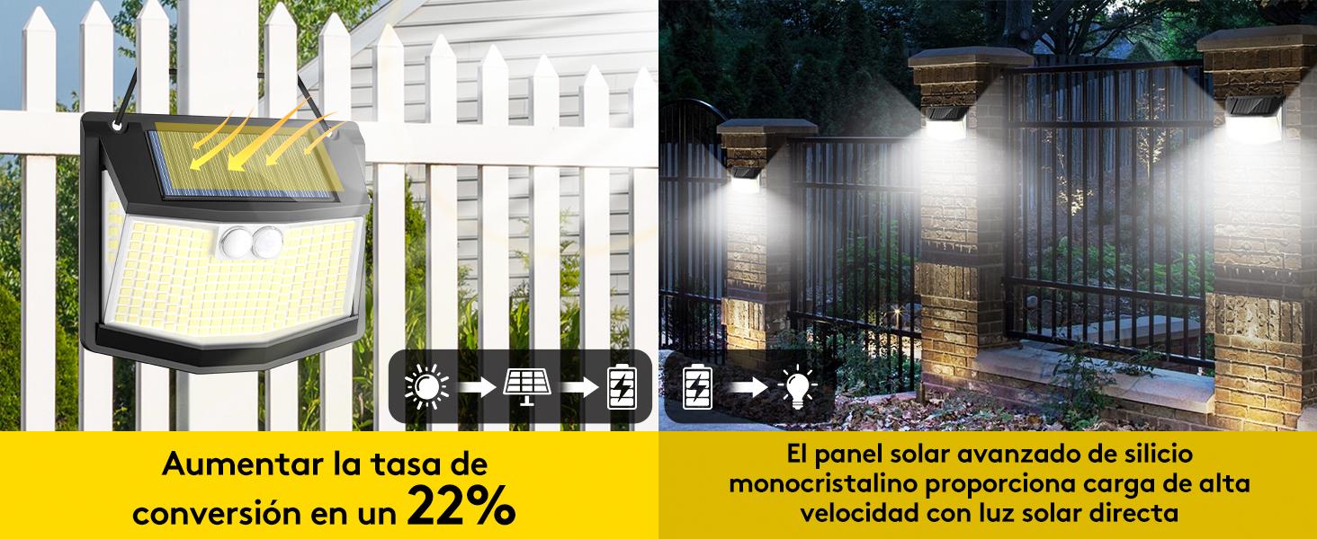 Solar LED Outdoor Lights, 248 LEDs Motion Sensor Lamp, 3 Modes, IP65 Waterproof Solar Security Light for Garden/Garage | Solar Exterior LED Light