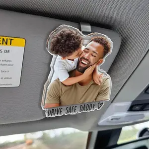 Personalized 1st Father's Day Gift For Dad, Custom Photo Car Visor Clip, Baby Photo Car Sun Visor Clip, Drive Safe Daddy, Gift For Husband