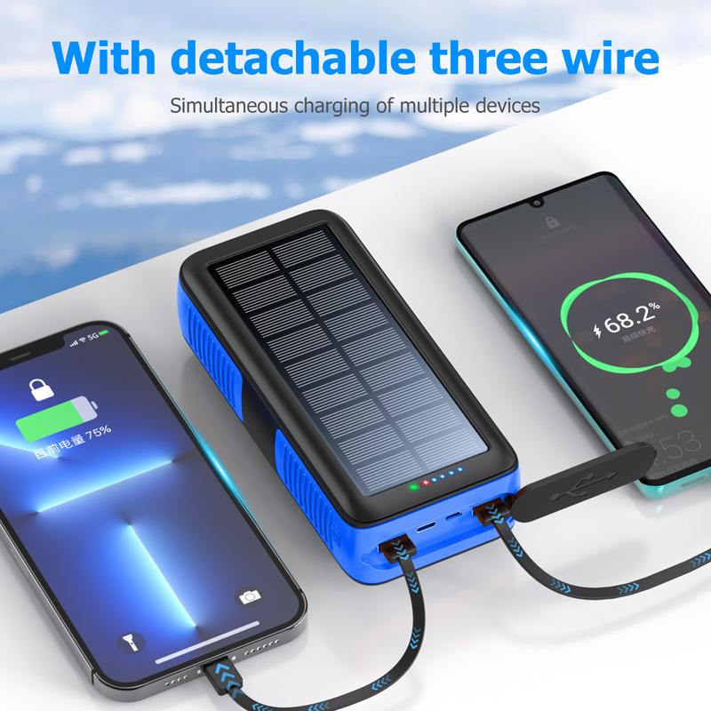 Solar Charger Power Bank 63200mAh, Portable Charger with Dual Outputs & Dual Inputs 4 LEDs Flashlight, Hand Crank Power Bank Fast Charging Battery Pack for Outdoor Camping Survival Gear