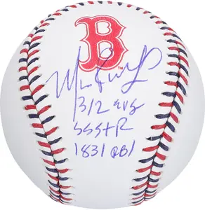 Manny Ramirez Boston Red Sox Autographed Team Color Laces Baseball with Multiple Inscriptions - Limited Edition 10 of 10 - Fanatics Authentic Certified