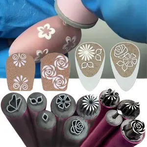 10PCS Nail Flower Design Stamping Pens, DIY Nail Art Tools for Women & Girls – Floral Pen Brush for Creative Home Manicures