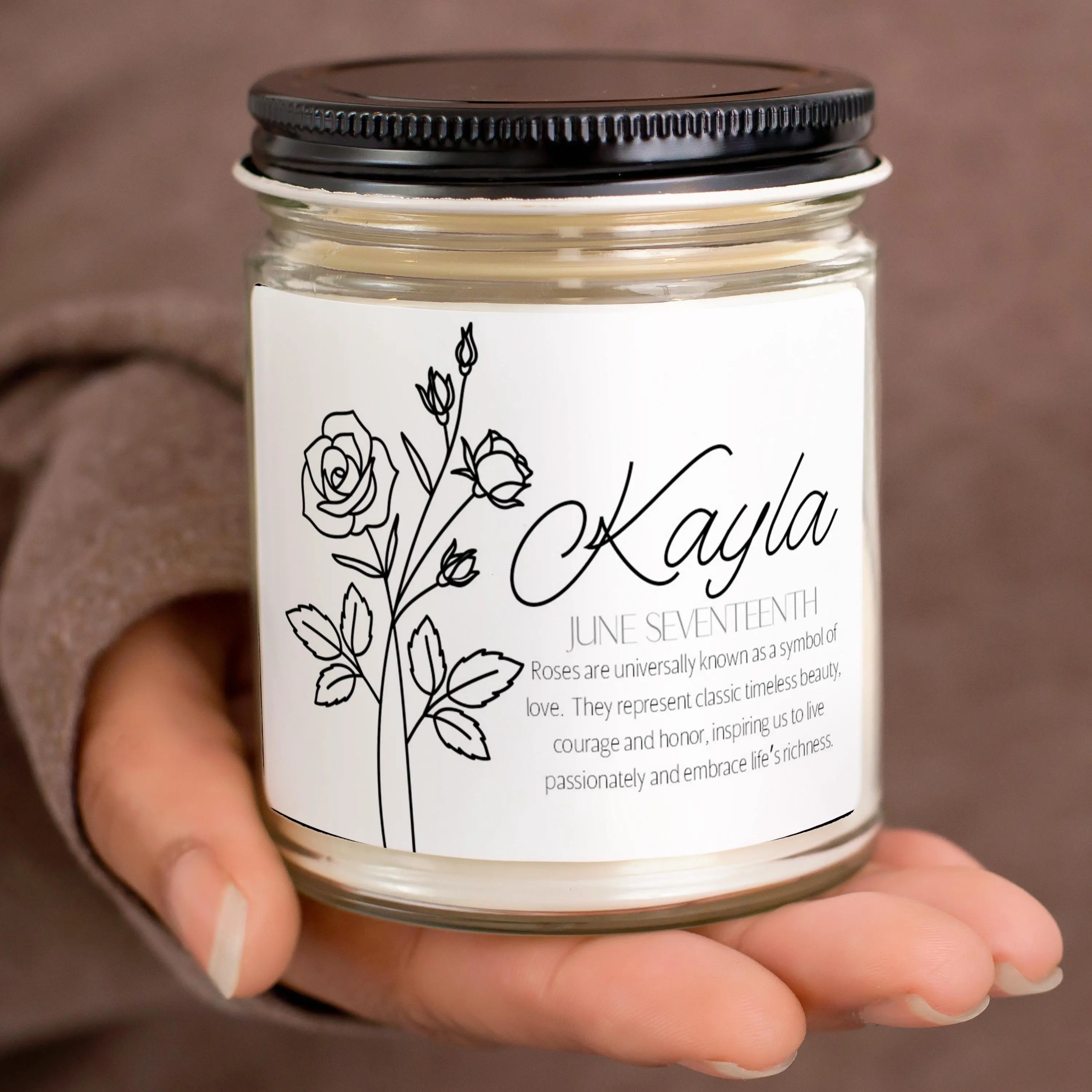 Birth Flower Candle Gifts for Her, Birthdate Candle, Personalized Custom Birth Month Flowers Gift, Name Candles, May June July Aug Birthday