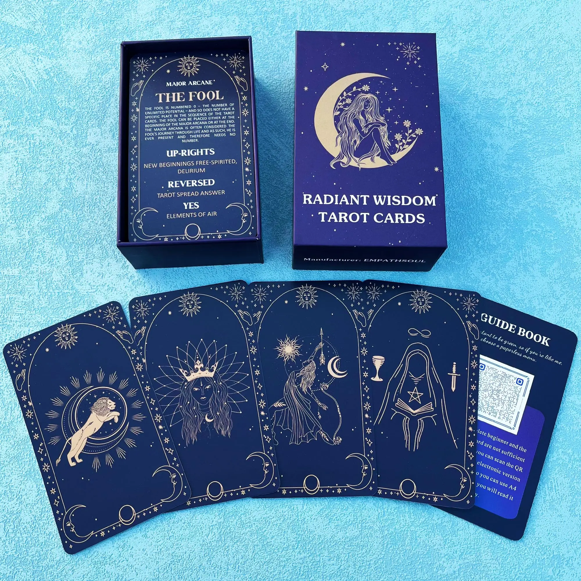 Tarot Card Beginner Guide, Tarot Cards with Meanings, Tarot Learning Set, Divination Tools, Essential Tarot Kit for Beginners, Tarot Card Decks