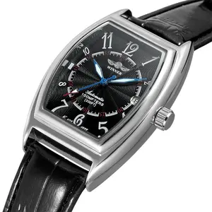 Winner Men's Retro Rectangular Automatic Skeleton Watch with Seagull Movement, Retro-Inspired Hollowed Timepiece for Business Professionals, Retro-Inspired Mechanical Watches, Hollowed Mechanical Watches