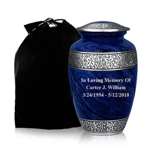 Urns for Human Ashes Adult Memorial Urn Personalized Funeral Customized Cremation Urn- Royal Blue Engraved Urn