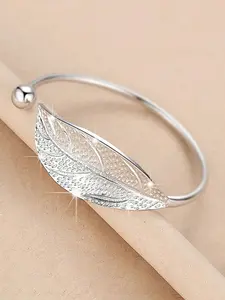 Women's Leaf Pattern Alloy Bracelet, Snake Cuff Bracelet, Elegant Open-Style Design, All Season Wearable Accessory, Simple Fashion Jewelry