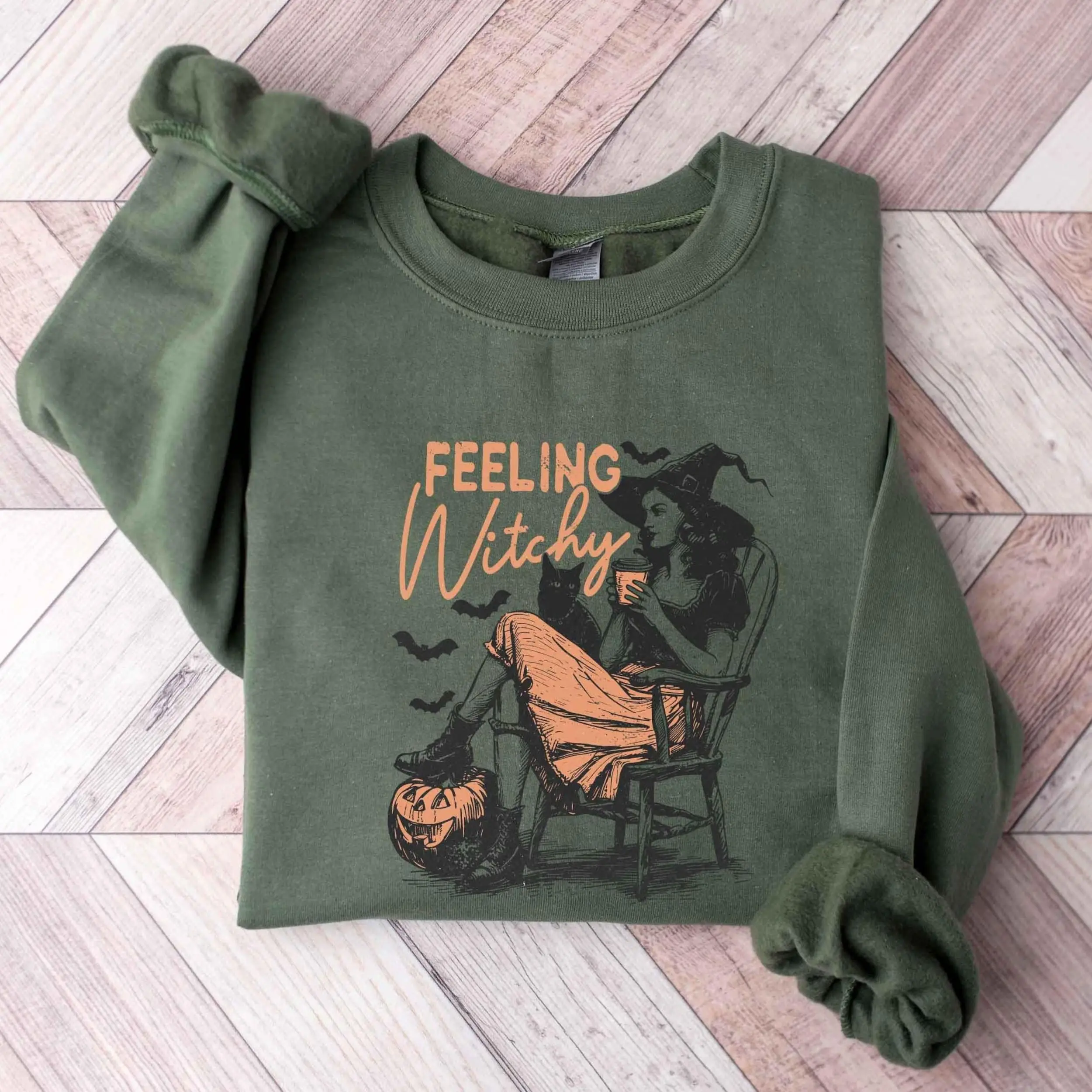 Feeling Witchy Halloween Y2k Graphic Sweatshirt, Halloween Witch Crazy Spell Pullover Hoodie For Men & Women