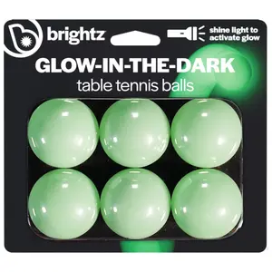 Brightz Glow-in-the-Dark Table Tennis Balls - 6 Pack, 40mm Regulation Size, Neon Green, Durable & Glow Activated Under Light