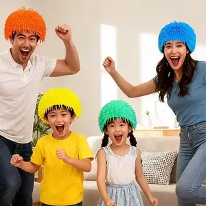 Wacky Shaky Hat with Spiky TPR Hair, Fun Sensory Vibrant Colored Headpiece for Parties, Family Games, Gag Gifts & Entertainment