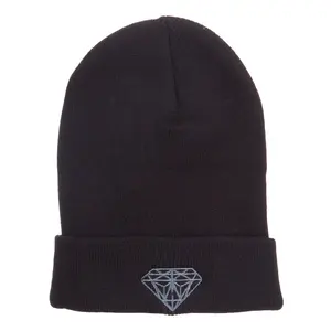Big Size Grey Diamond Embroidered Long Beanie