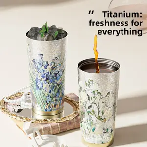 Luxury Pure Titanium Vacuum Flask, Double-Sip Portable Double Wall Insulated Tumbler, High-End Custom Insulated Water Bottle for Women, Stylish & Durable Design, Drinkware