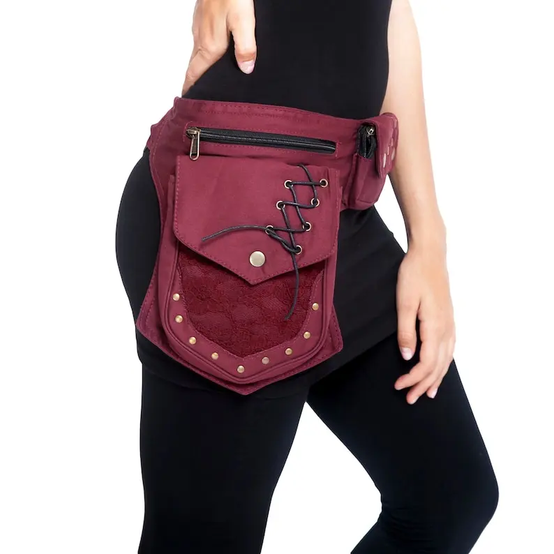 Renaissance Faire Festival Lace Utility Hip Belt Pouch Bags