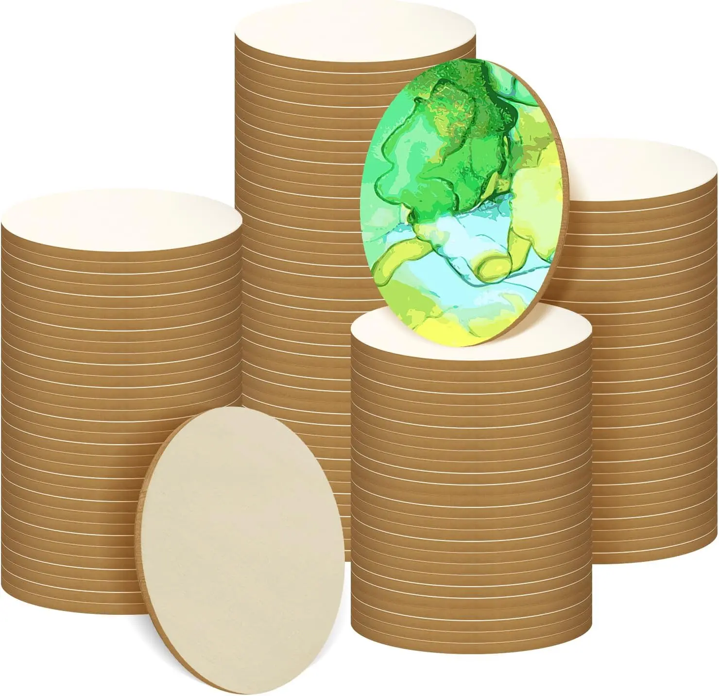 200 Pieces Round Wood Circles for Crafts - 2 inch Wood Round Disc Unfinished Wood Circles Blank Natural Wooden Cutout Ornaments for Decoration DIY Craft Art Supplies