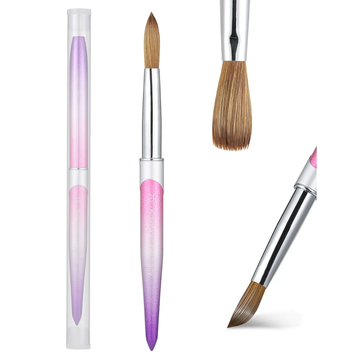 100% Pure Kolinsky Nail Brush for Acrylic Application, Professional Nail Extension Manicure Tool Nail Drawing Pen, Nail Art Brush for DIY Home Salon Nail Art Supplies, Nail Art Tools