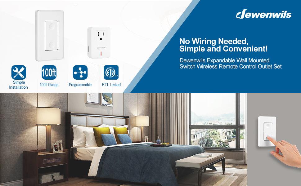 DEWENWILS Indoor Wireless Remote Control Wall Mounted Light Switch and Outlet--HRLS11C1