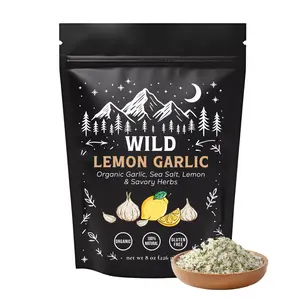 Wild Foods Lemon Garlic Blend 8oz - Organic Garlic Sea Salt Lemon & Savory Herbs for Salads Marinades and More