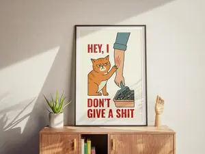 [Sale up to 50%] [Free Ship] Grumpy Orange Cat Wall Art Print, Funny Cat Poster