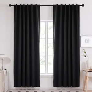 blackout Curtains 84 Inches Long, Black Blackout Curtains for Bedroom - 2 Panels, 52x84 Inch, Room Darkening Curtains for Living Room