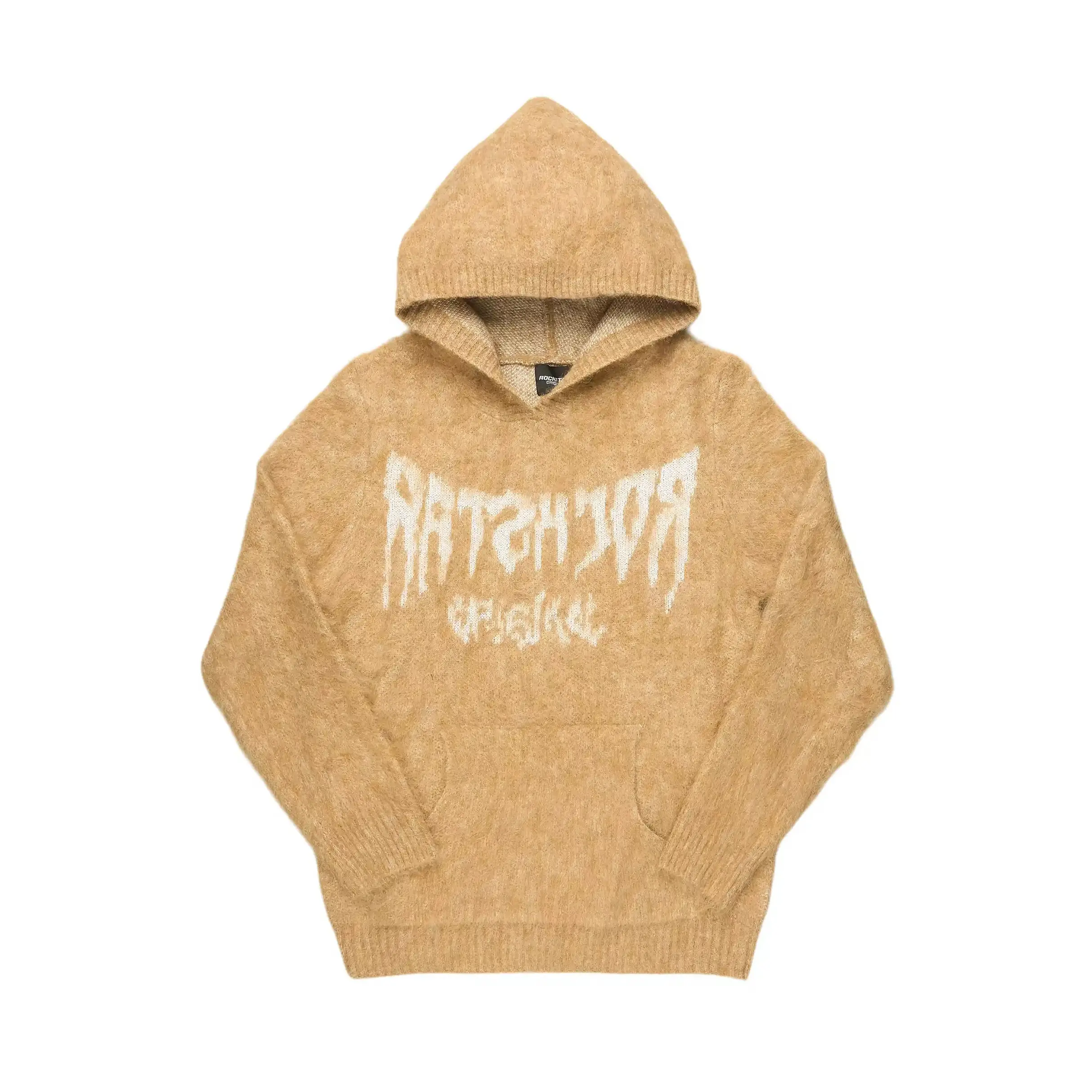 Andreas Beige Reflected Graphic Knitted Hoodie