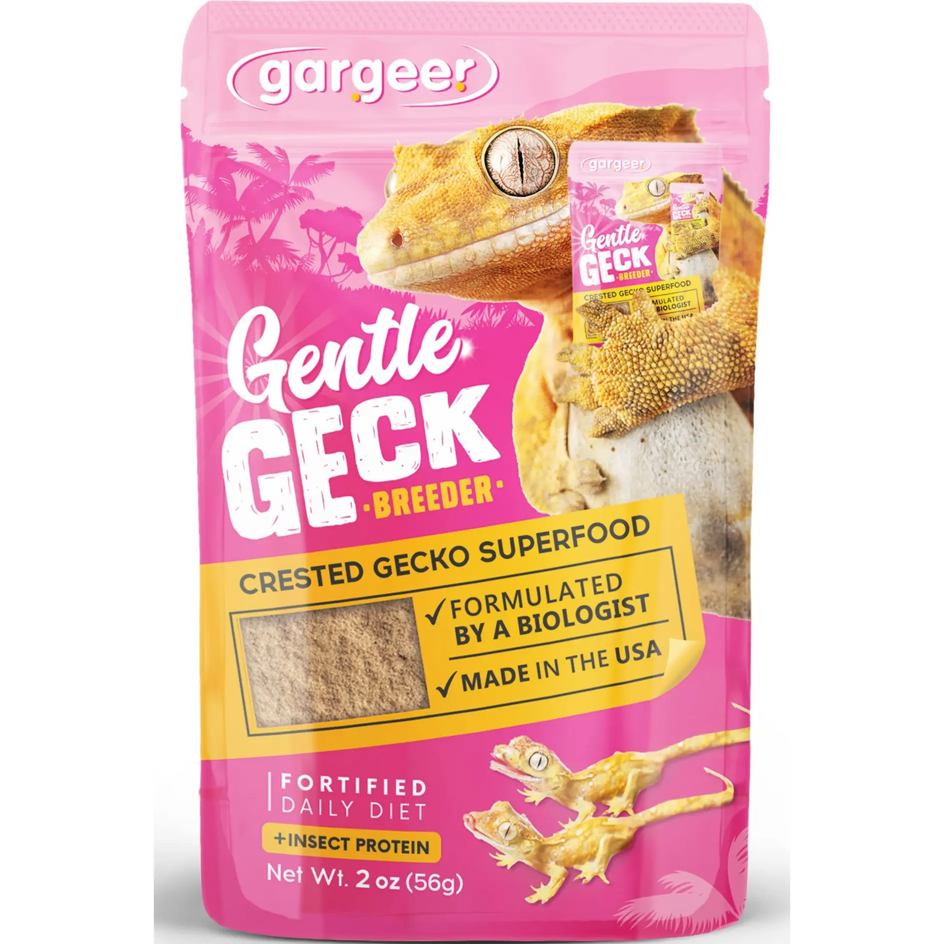 Gargeer Complete Crested Gecko Food Diet. Premium Mix, Ready to Use Freshly Made Powder. Unique Formula, Developed & Made in The USA. Enjoy!