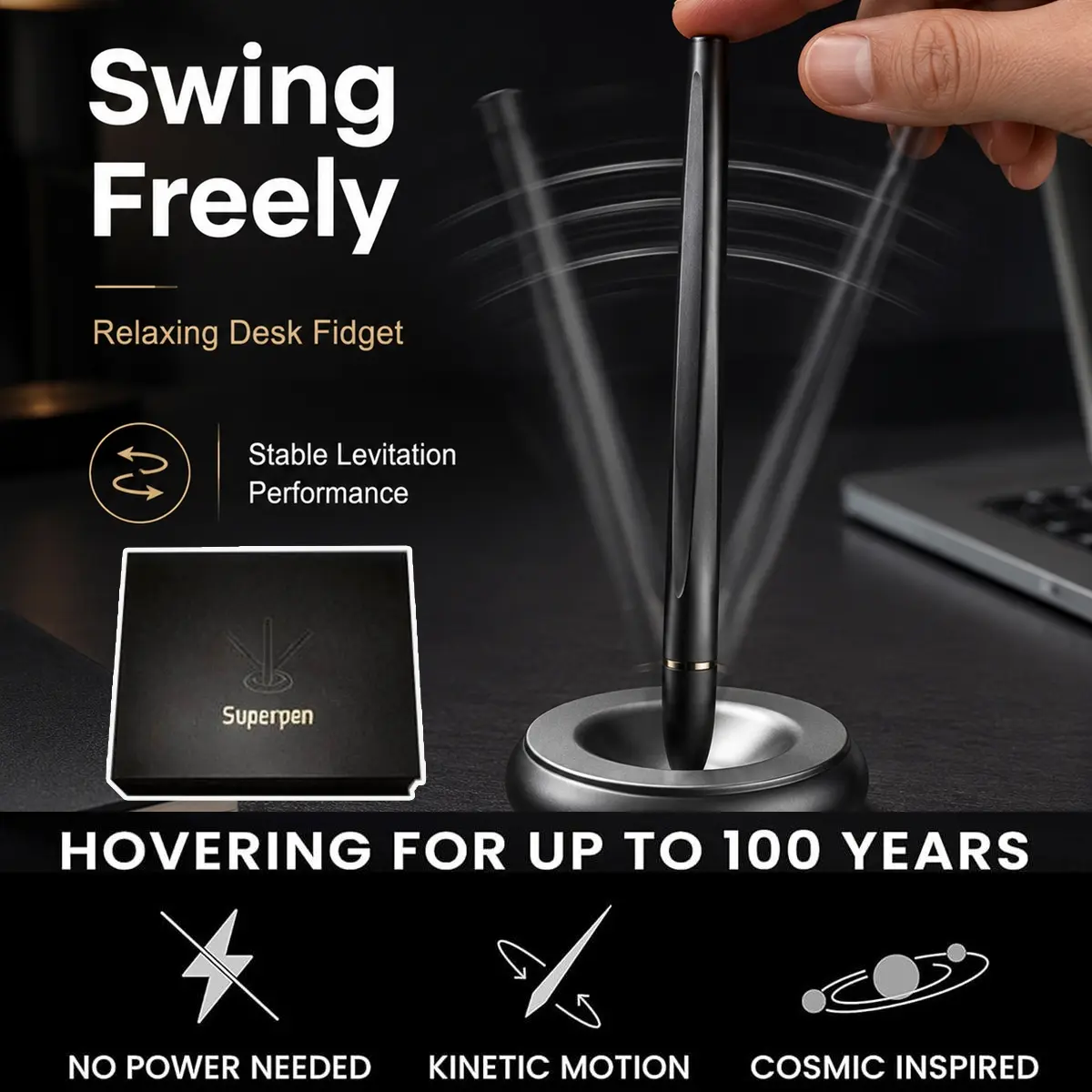 Levitating Floating Pen with Magnetic Base,Floating Pen with Box, Executive Desk Decor,Convenient and Stylish Design, Swing Freely Not Fall Fidget,  stable levitation performance, Personalized Pens,Premium Hover Pen for Managers,Colleagues,Business Gifts