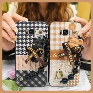 Waterproof Dirt-resistant Phone Case For Samsung Galaxy S8 Plus/S8+/SM-G9550 Bear bracelet cute soft case Back Cover protective case Cartoon Skin-friendly feel Simplicity silicone
