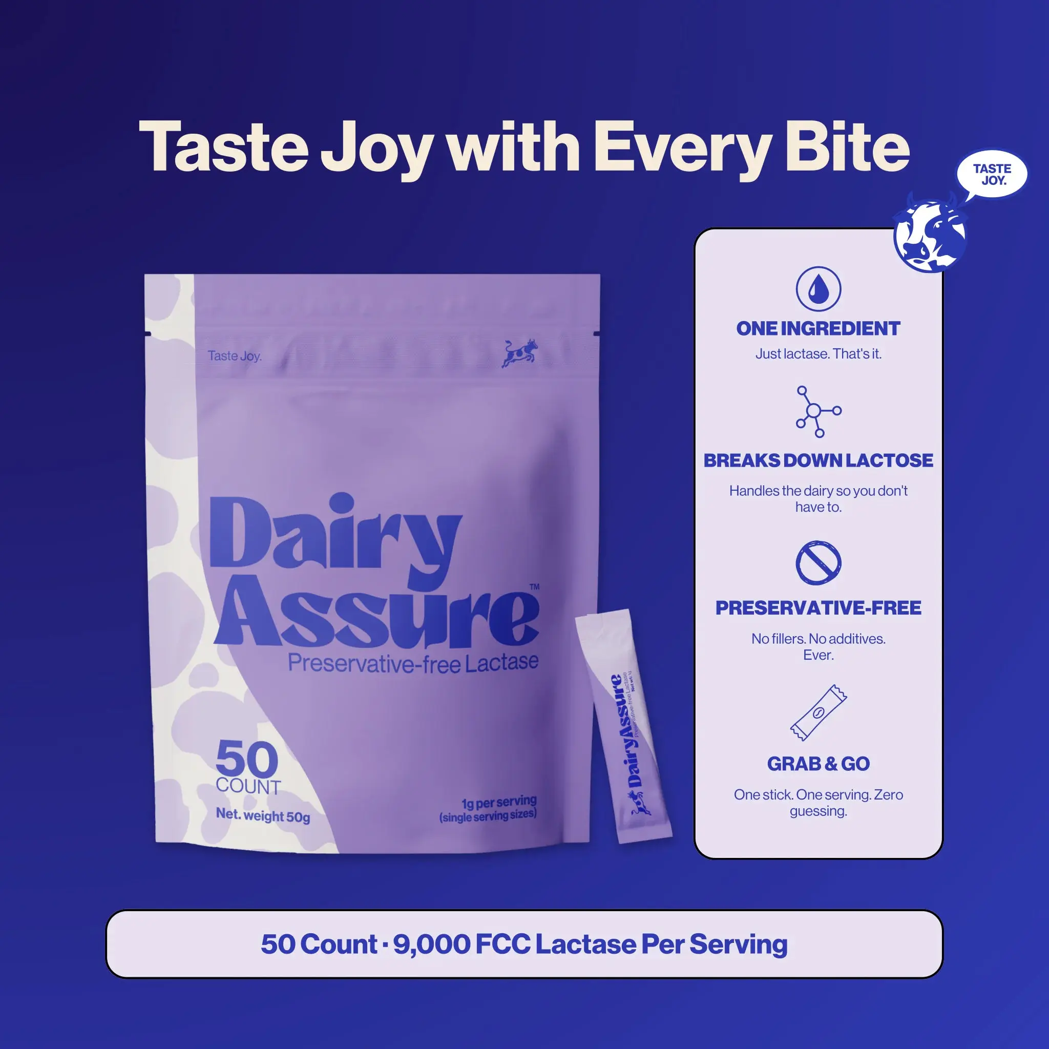 DairyAssure Lactase Powder Sticks (50 Pack)