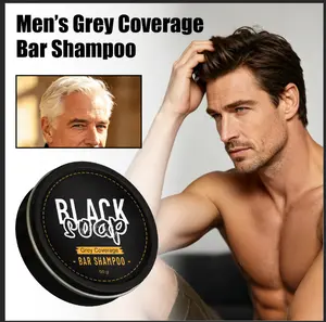 Men's Black Hair Nourishing Shampoo Bar – Moisturizing Hair Cleansing Soap for Dry, Dull & Aging Hair – Botanical Hair Care Bar for Soft, Healthy-Looking Hair Shine & Scalp Care, 50g