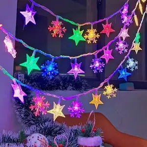 3pcs LED Star String Light, Battery Powered 9.8ft 20lamps Twinkle Light, Decorative Light for Bedroom, Party, Wedding, Christmas Tree