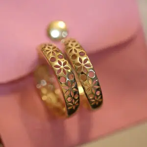 Flower Gold Hoop Earrings