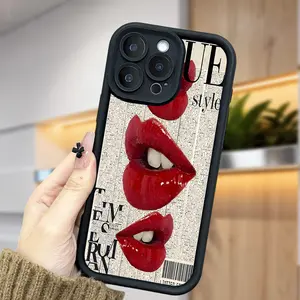 Vogue Red Lips Case for iPhone 17 Air 16 Pro Max 15 Plus 14 13 12 11 XS X Shockproof Soft Silicone TPU Bumper Festive Protection Cover