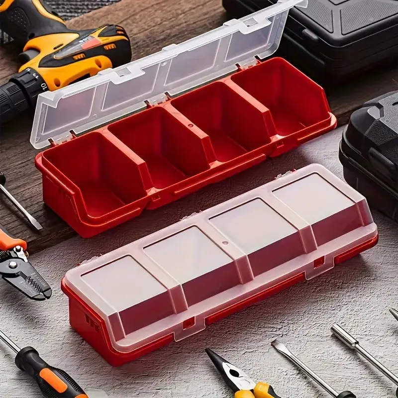 Compact Multi-Compartment Polypropylene (PP) Plastic Organizer Box with Lid - Durable, Stackable Home & Workshop Storage for Screws, Small Parts