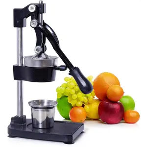 Manual Cast Iron Citrus Juicer,Commercial Hand Press,Heavy Duty Countertop Squeezer for Fresh Orange Lemon Juice,Easy to Use & Clean (black)