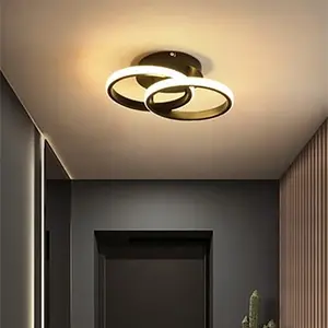 Modern LED ceiling light, 24cm double round design, with strong wiring and warm light wall switch. Suitable for living rooms, bedrooms, entrances, foyer, hallways, gaming rooms, and as an interior decorative lighting fixture.