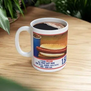 [Sale Up To 50%]Costco Hot Dog Mug, Funny Hot Dog Mug, Funny Novelty Gag Gift, Costco Hot Dog Gift, Kirkland Hot Dog, Novelty Mug, Weird Mug, 11Oz & 15Oz Ceramic Mug