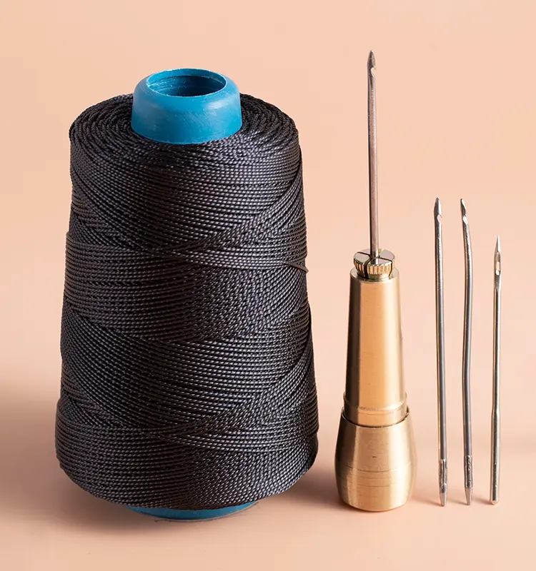 Leather Sewing Kit, Leather Stitching Kit with Sewing Awl, Needles,Black Nylon Thread for Hand Stitching Car Seats, Sofa, Carpets, Shoes, DIY Craft Making