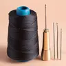 Leather Hand Stitching Handle Functional Mini Kit - Sewing Awl, Repair Needle, Black Nylon Thread, Patch, Sewing Accessories and Supplies for DIY Craft Making, Shoe Repair