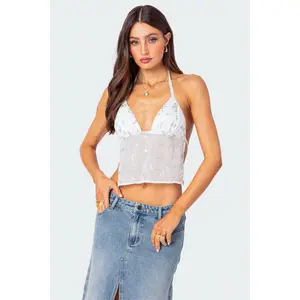 Embroidered Open Back Top Embroidered Open Back Top