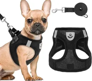 Dog Harness Leash, Mesh Pet Collar, Puppy Breathable Reflective Leash, Adjustable Pet Accessories