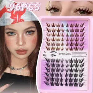 96 Cluster Fox Fur False Eyelashes, and Mix Tail Design, Comfortable Fashion, Natural Beautiful Look, Perfect for Parties